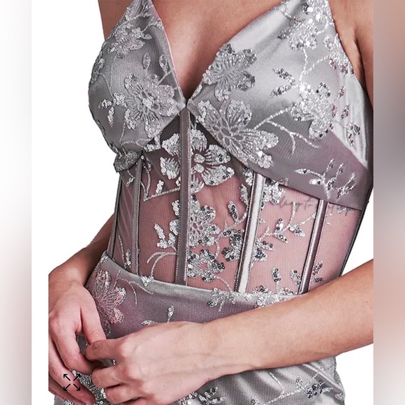 Dear Moon All Over Silver Glitter Mesh Gown - Picture 5 of 5